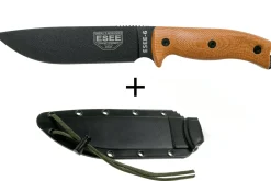 Couteau Esee 6 6PB-011 lame carbone 16,5cm manche G10/micarta marron + étui