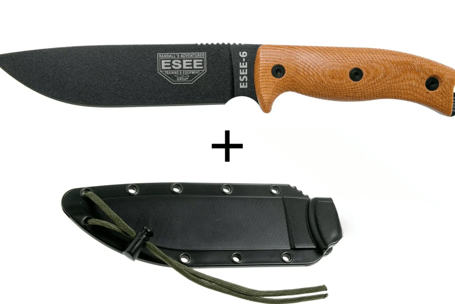 Couteau Esee 6 6PB-011 lame carbone 16,5cm manche G10/micarta marron + étui