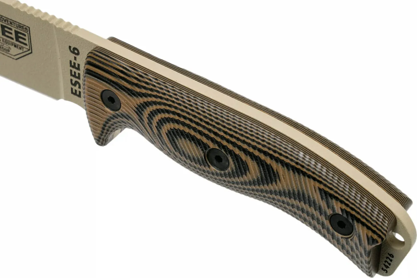 Couteau Esee 6 6PDT-005 lame carbone 16,5cm manche G10 Coyote et noir + étui