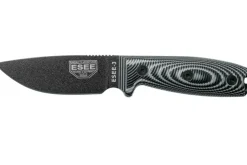 Couteau Esee 3 3PMB-002 lame acier carbone 8,8cm manche G10 gris et noir + étui