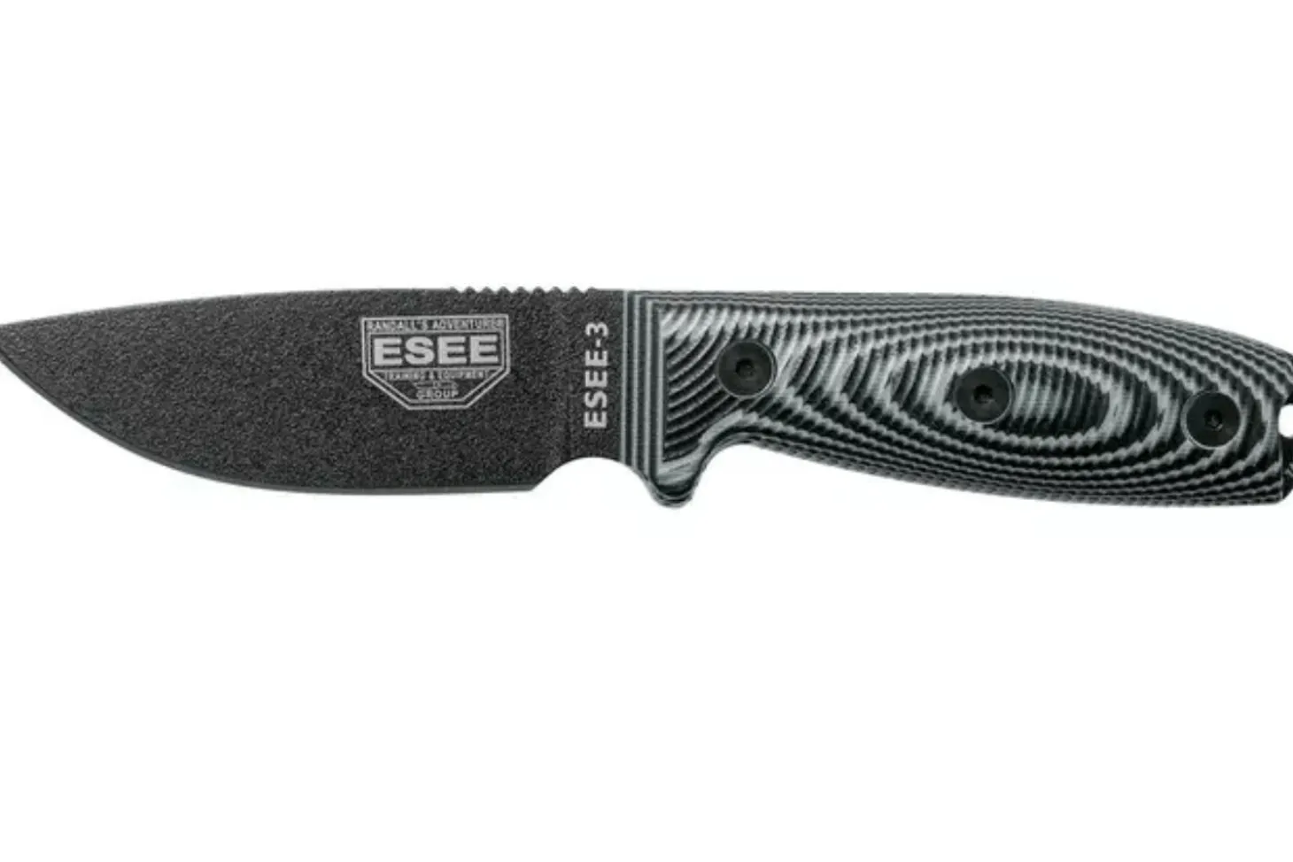 Couteau Esee 3 3PMB-002 lame acier carbone 8,8cm manche G10 gris et noir + étui