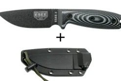 Couteau Esee 3 3PMB-002 lame acier carbone 8,8cm manche G10 gris et noir + étui