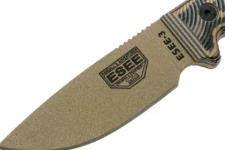 Couteau Esee 3 3PMDE-005 lame acier carbone 8,8cm manche G10 coyote et noir + étui