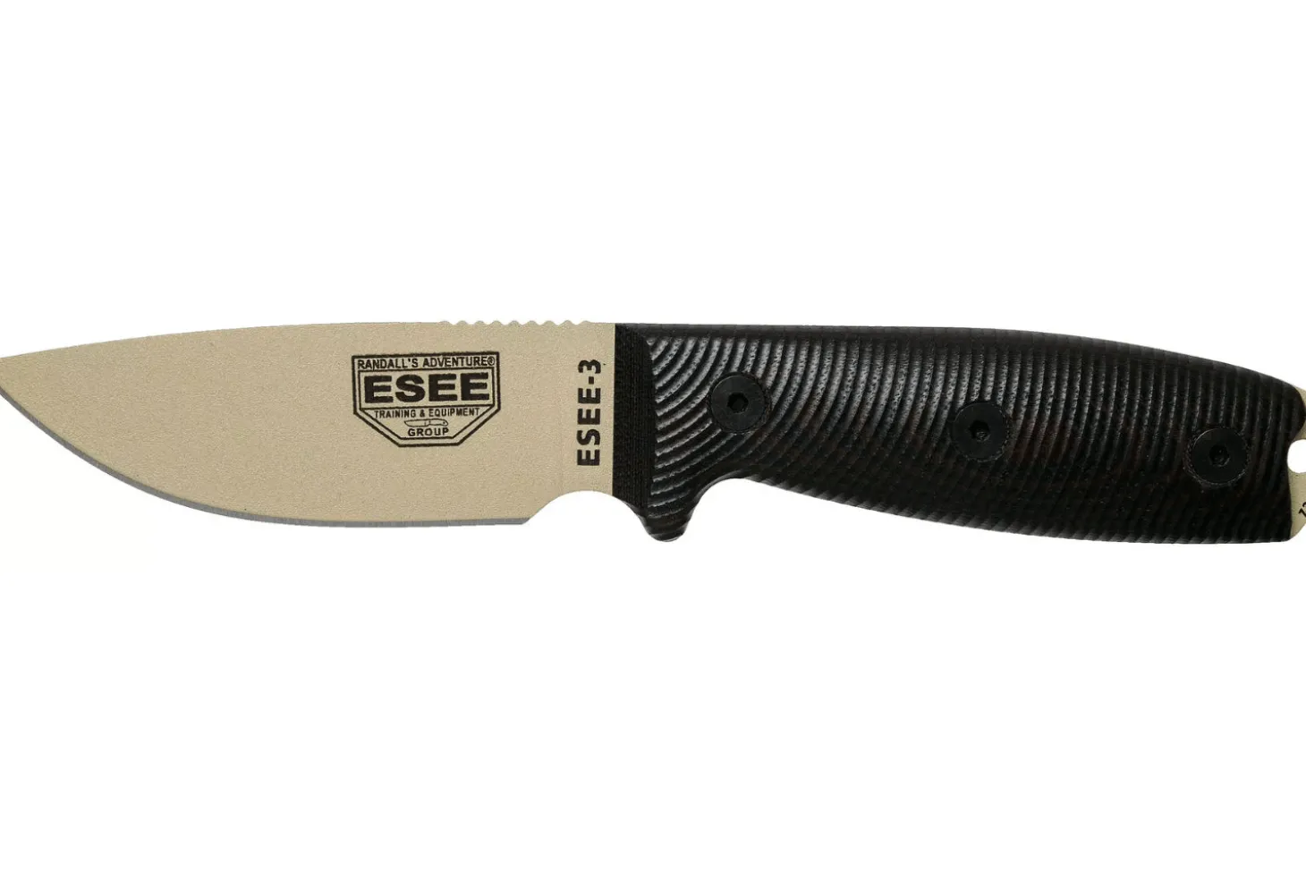 Couteau Esee 3 3PMDT-004 lame acier carbone 8,8cm manche G10 noir et rouge + étui