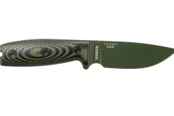 Couteau Esee 3 3PMOD-003 lame acier carbone 8,8cm manche G10 vert et noir + étui