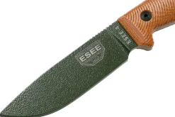 Couteau Esee 4 4POD-011 lame acier carbone vert 11,6cm manche micarta marron + étui