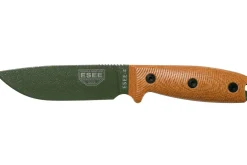 Couteau Esee 4 4POD-011 lame acier carbone vert 11,6cm manche micarta marron + étui