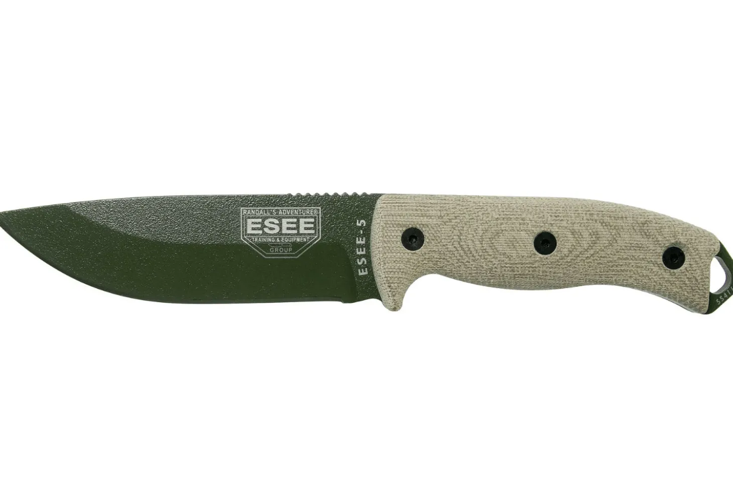 Couteau Esee 5 5POD-017 lame acier carbone 13,2cm manche micarta vert clair + étui