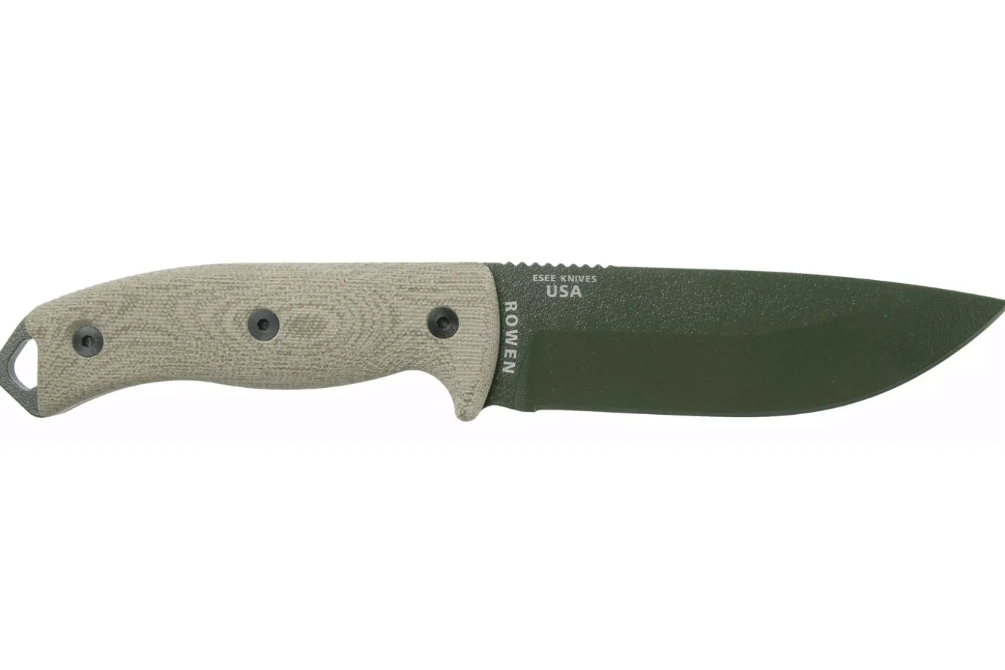 Couteau Esee 5 5POD-017 lame acier carbone 13,2cm manche micarta vert clair + étui