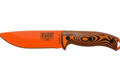Couteau Esee 5 5POR-006 lame acier carbone orange 13,2cm manche G10 noir/orange + étui
