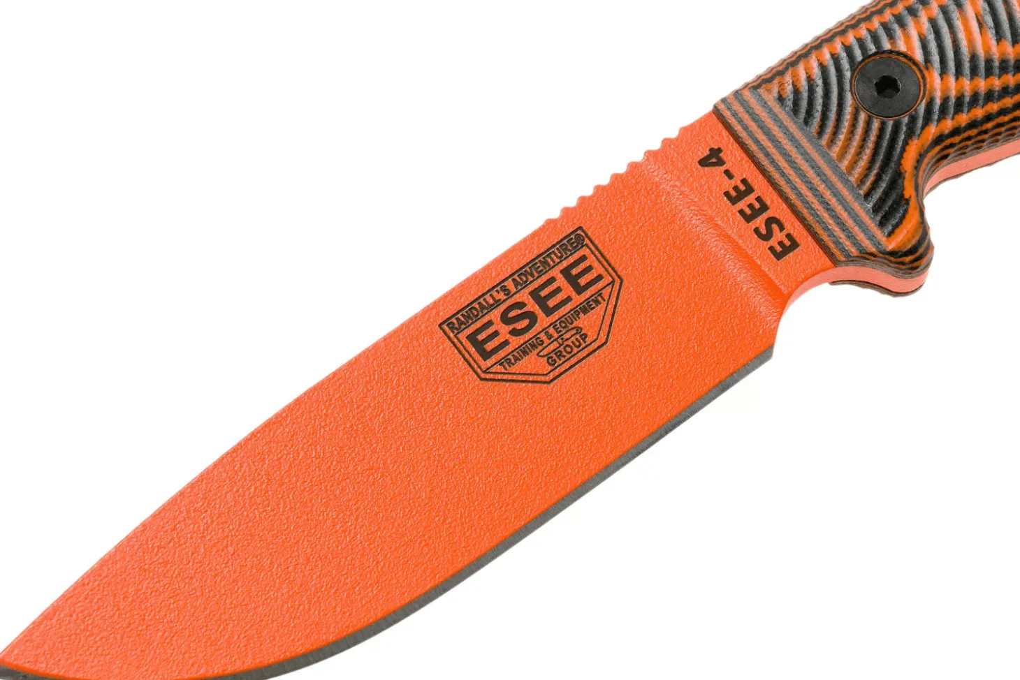 Couteau Esee 4 4POR-006 lame acier carbone orange 11,6cm manche G10 orange/noir + étui