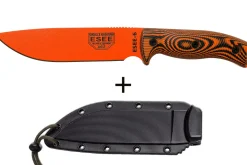 Couteau Esee 6 6POR-006 lame acier carbone 16,5cm manche G10 orange/noir + étui
