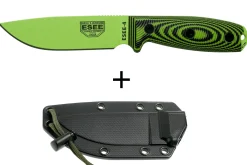 Couteau Esee 4 4PVG-007 lame carbone 11,6cm manche G10 vert et noir + étui