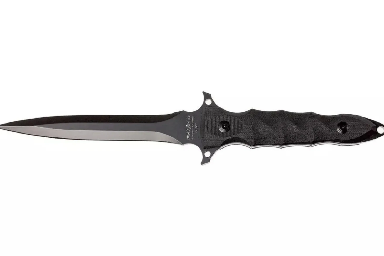 Couteau Fox Military Modras FX.507 lame 17,5cm manche G10 noir + étui en cuir