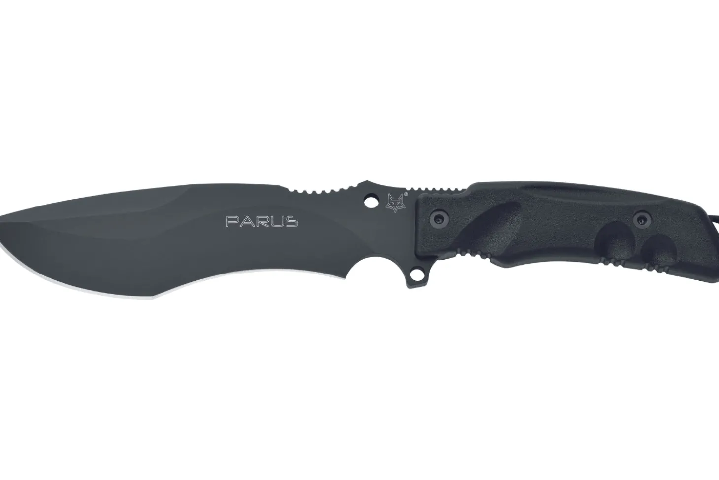 Couteau Fox Military Parus FX.9CM06 lame 17,5cm manche Forprene noir + étui en nylon + kit de survie