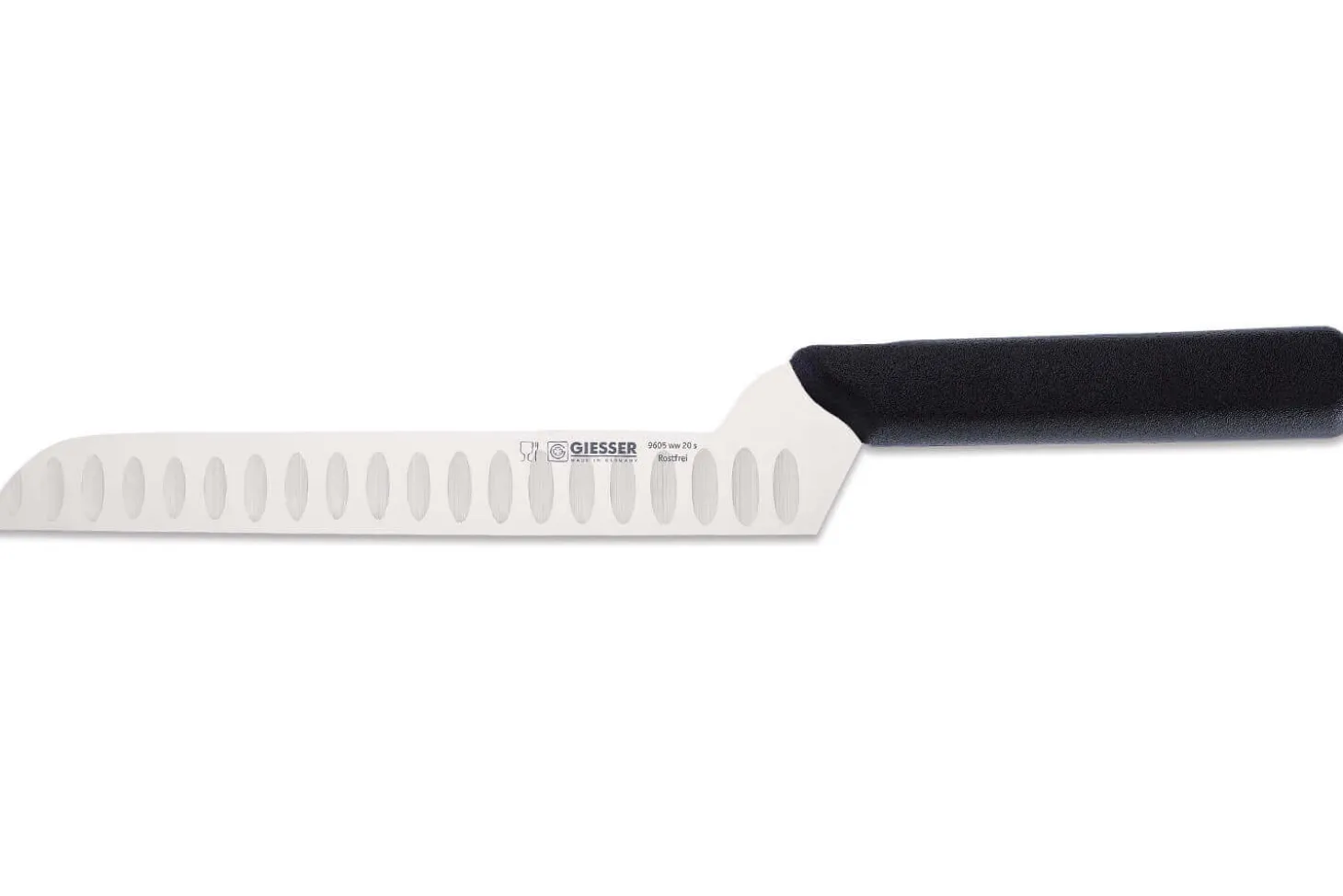 Couteau à fromage pro Giesser 20cm alvéolé manche coudé noir