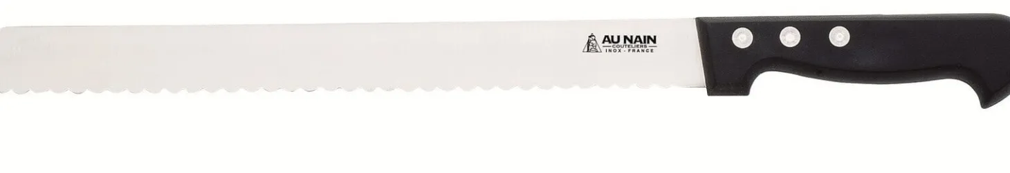 Couteau à génoise / entremets Au Nain lame demi lune 28cm 3 rivets
