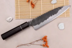 Couteau gyuto 18cm japonais artisanal Naoki Mazaki WS2 Black Nashiji