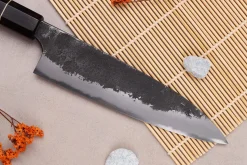 Couteau gyuto 18cm japonais artisanal Naoki Mazaki WS2 Black Nashiji