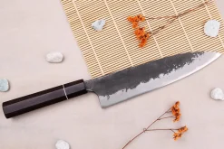 Couteau gyuto 21cm japonais artisanal Naoki Mazaki WS2 Black Nashiji