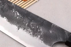 Couteau gyuto 21cm japonais artisanal Naoki Mazaki WS2 Black Nashiji