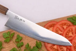 Couteau gyuto 21cm japonais artisanal Wusaki Hikari SLD manche bubinga