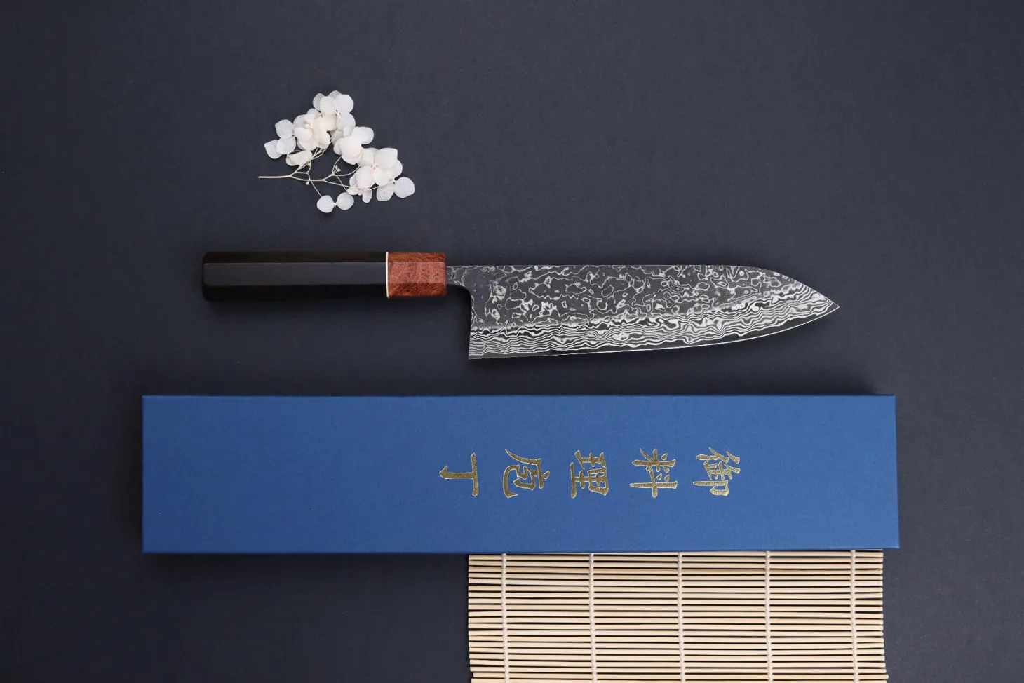 Couteau gyuto 21cm japonais artisanal Masashi Yamamoto SLD Kuro damas