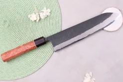 Couteau gyuto 24cm japonais artisanal Masashi Yamamoto BS1 Black Nashiji