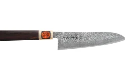 Couteau gyuto 18cm japonais artisanal Tanaka Shigeki SG2 Kurozome Damas ébène