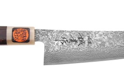 Couteau gyuto 18cm japonais artisanal Tanaka Shigeki SG2 Kurozome Damas ébène