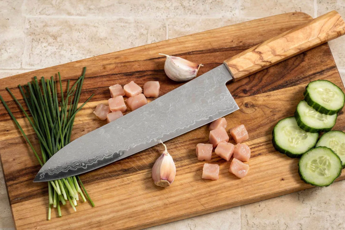 Couteau gyuto 21cm japonais Yuzo Ryuho Damas SG2