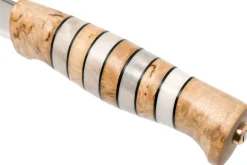 Couteau Helle Arv H014 lame en inox 9cm manche en bouleau et bois de cerf avec cuir + étui en cuir