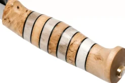Couteau Helle Arv H014 lame en inox 9cm manche en bouleau et bois de cerf avec cuir + étui en cuir