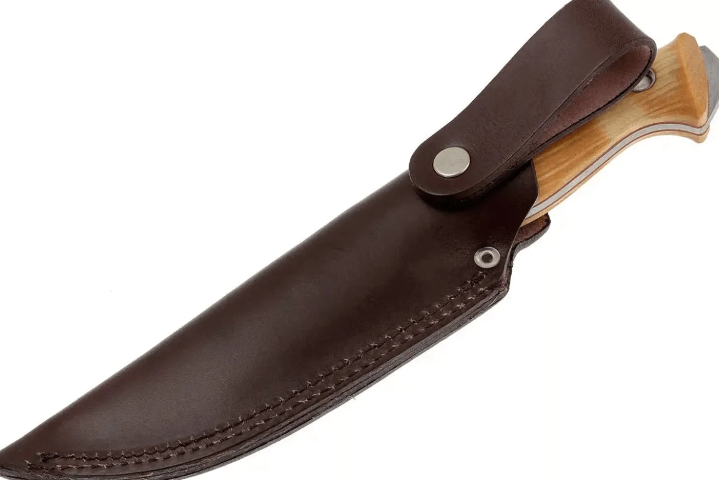 Couteau Helle Utvaer H600 lame en acier 10cm manche en bouleau frisé + étui en cuir