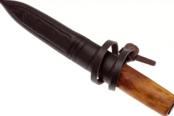 Couteau Helle Viking H096 lame en acier carbone 11cm manche en bois de bouleau + étui en cuir