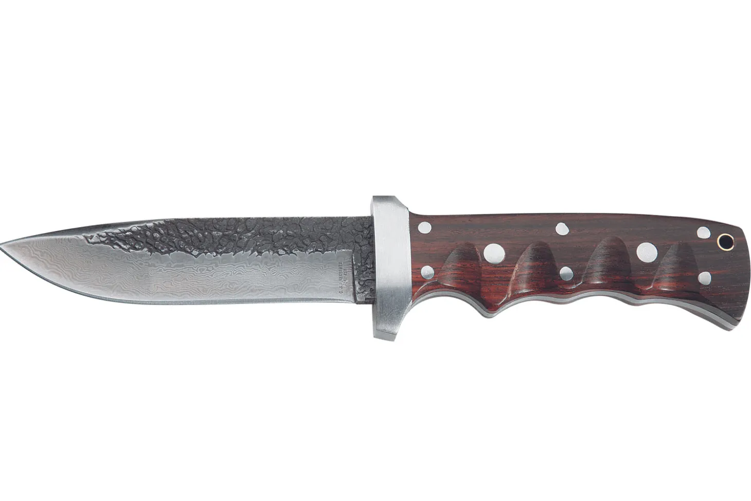 Couteau Herbertz 102913 lame damassée 12,1cm manche en bois riveté avec étui