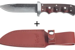 Couteau Herbertz 102913 lame damassée 12,1cm manche en bois riveté avec étui