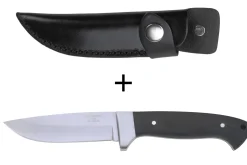 Couteau Herbertz 102110 lame en inox 9,8cm manche en micarta noir avec étui en cuir