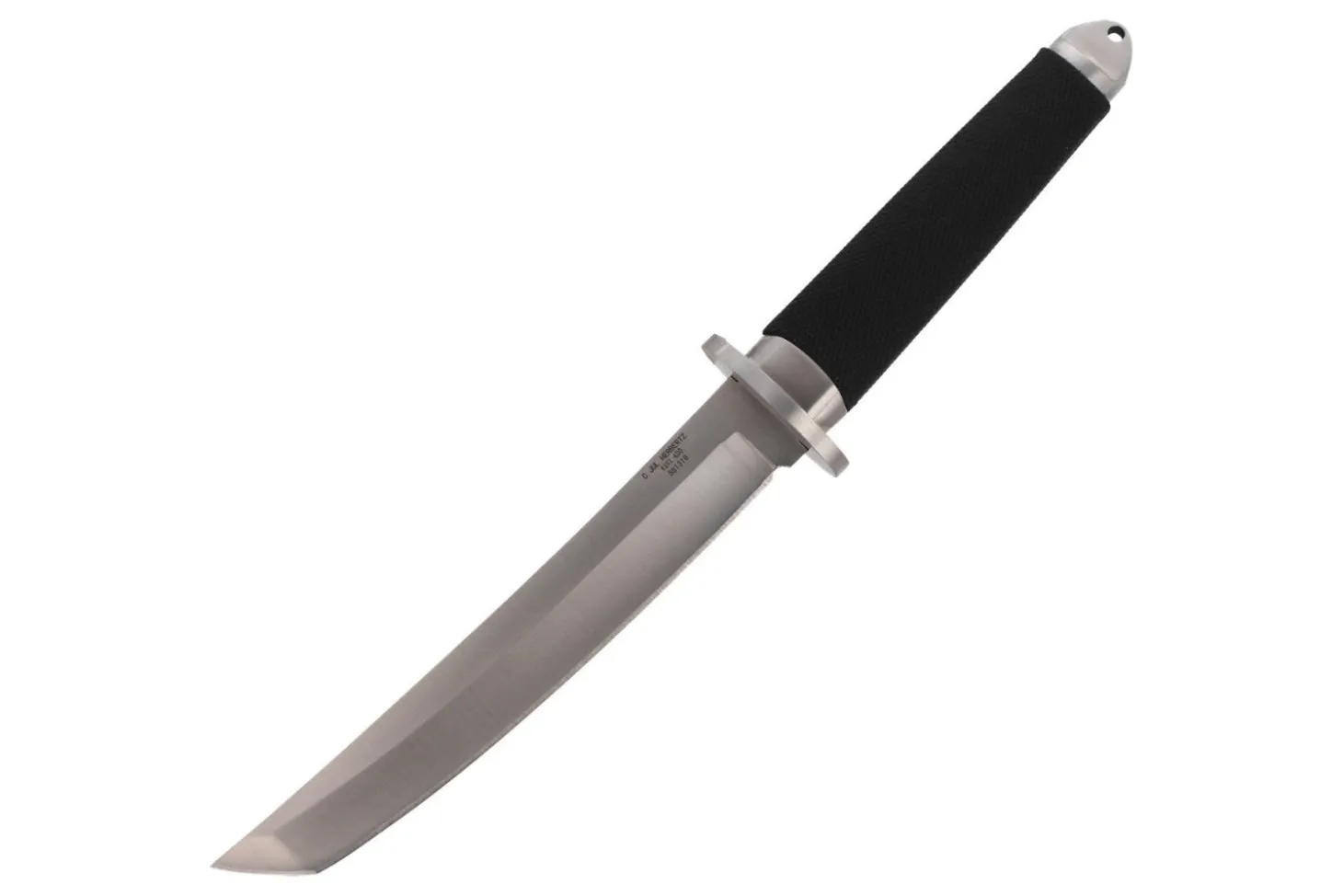 Couteau Herbertz 581318 lame tanto 18cm manche caoutchouc noir + étui en cuir
