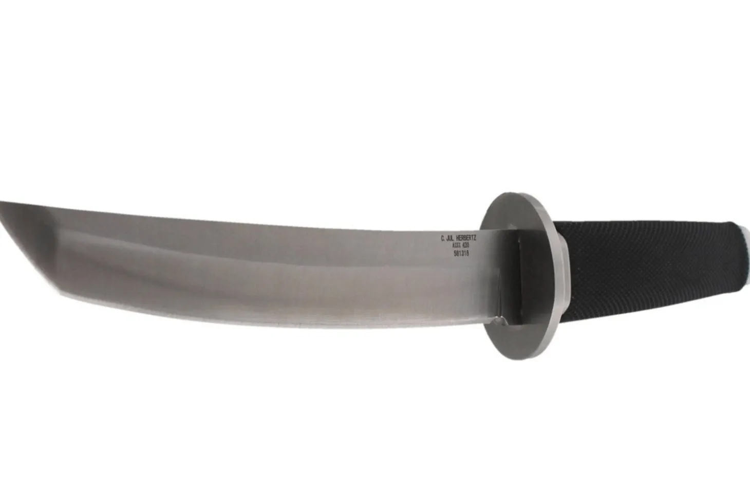 Couteau Herbertz 581318 lame tanto 18cm manche caoutchouc noir + étui en cuir