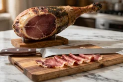 Couteau à jambon 25cm Guillaume Leonard Cuistot en acier inoxydable et bois de santal rouge