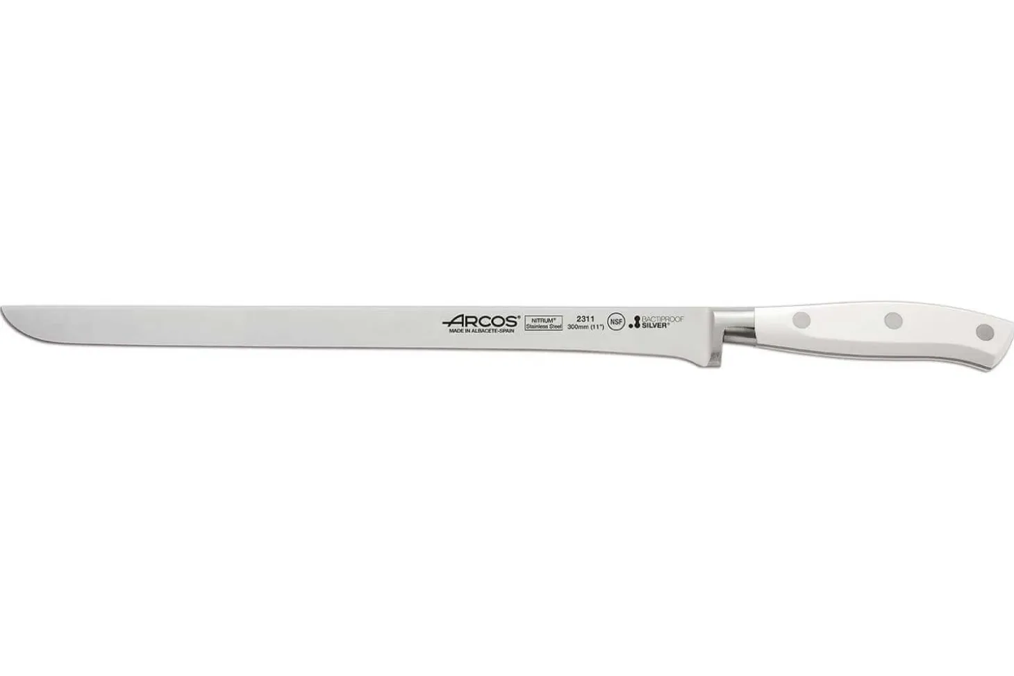 Couteau à jambon forgé Riviera White Arcos lame flexible 30cm acier NITRUM®