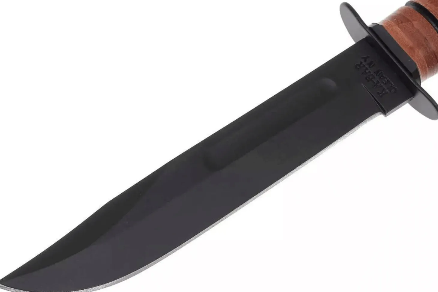 Couteau KA-BAR USMC Fighter 1217 lame carbone 17,8cm manche cuir + étui en cuir