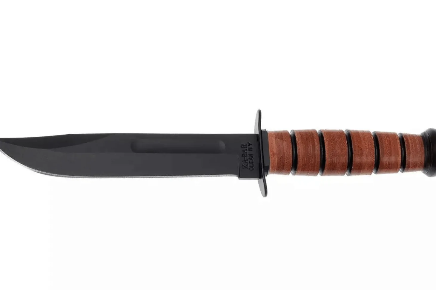 Couteau KA-BAR USMC Fighter 1217 lame carbone 17,8cm manche cuir + étui en cuir