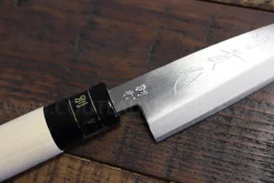 Couteau Kaisaki japonais artisanal JIKKO Betsuuchi lame 12cm en White Steel manche magnolia