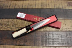 Couteau Kaisaki japonais artisanal JIKKO Betsuuchi lame 12cm en White Steel manche magnolia