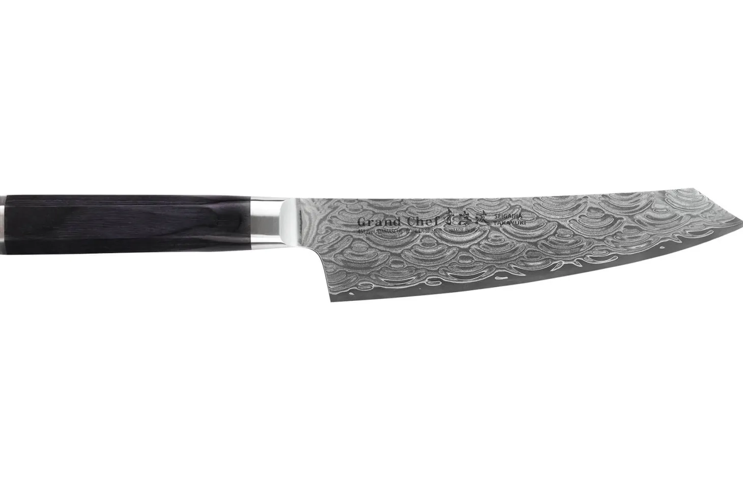 Couteau kengata chef 19cm japonais Sakai Takayuki Grand Chef Seigaiha Damas 45 couches
