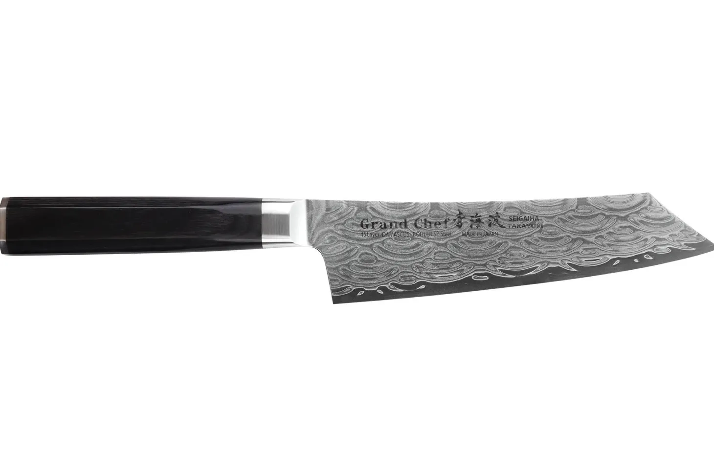 Couteau kengata santoku 16cm japonais Sakai Takayuki Grand Chef Seigaiha Damas 45 couches