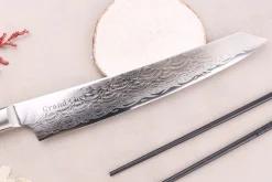 Couteau kengata sujihiki 25cm japonais Sakai Takayuki Grand Chef Seigaiha Damas 45 couches