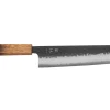 Couteau kiritsuke 21cm japonais artisanal Yuzo Black AS chêne brûlé
